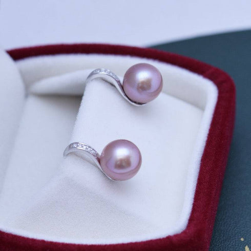 9-10mm Freshwater Pearl & CZ Earrings - House Of Pearls